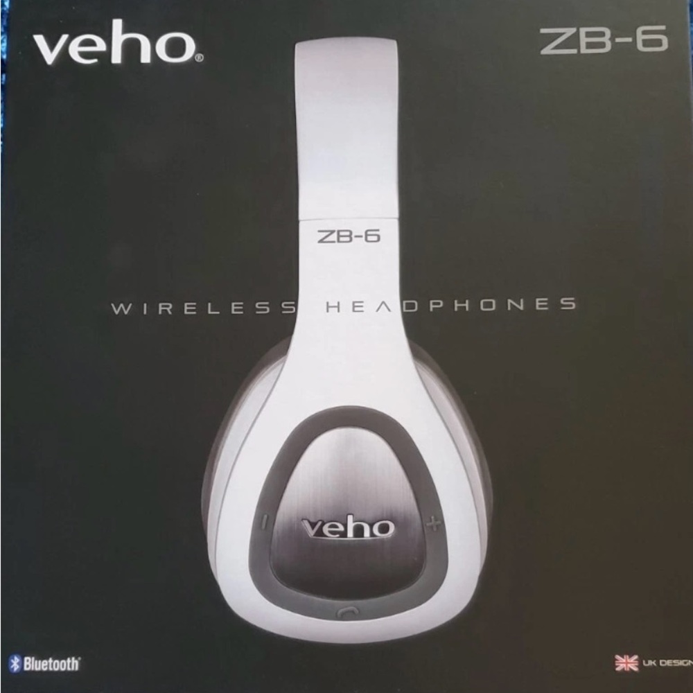 Veho ZB-6 Wireless Headphones - White and Silver